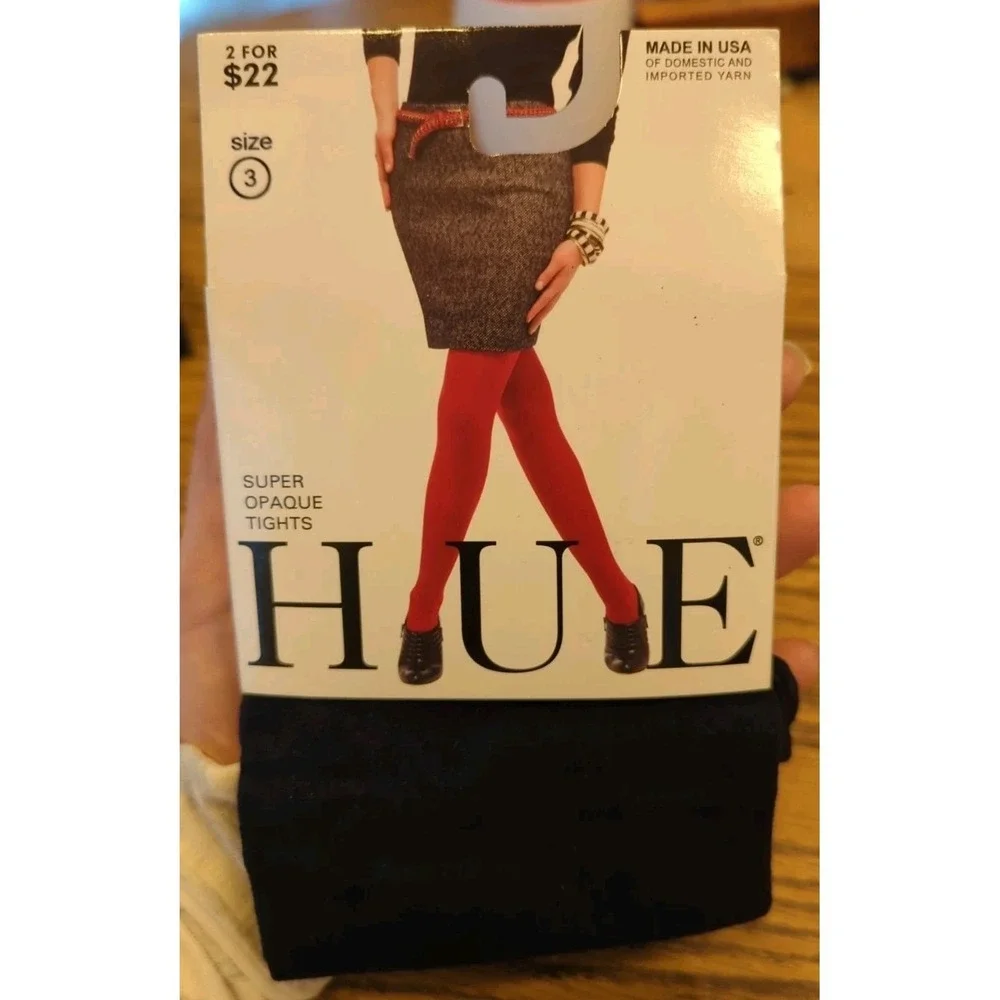 Hue‎ Super Opaque Tights Control Top Size 3 New In Package Navy Blue
